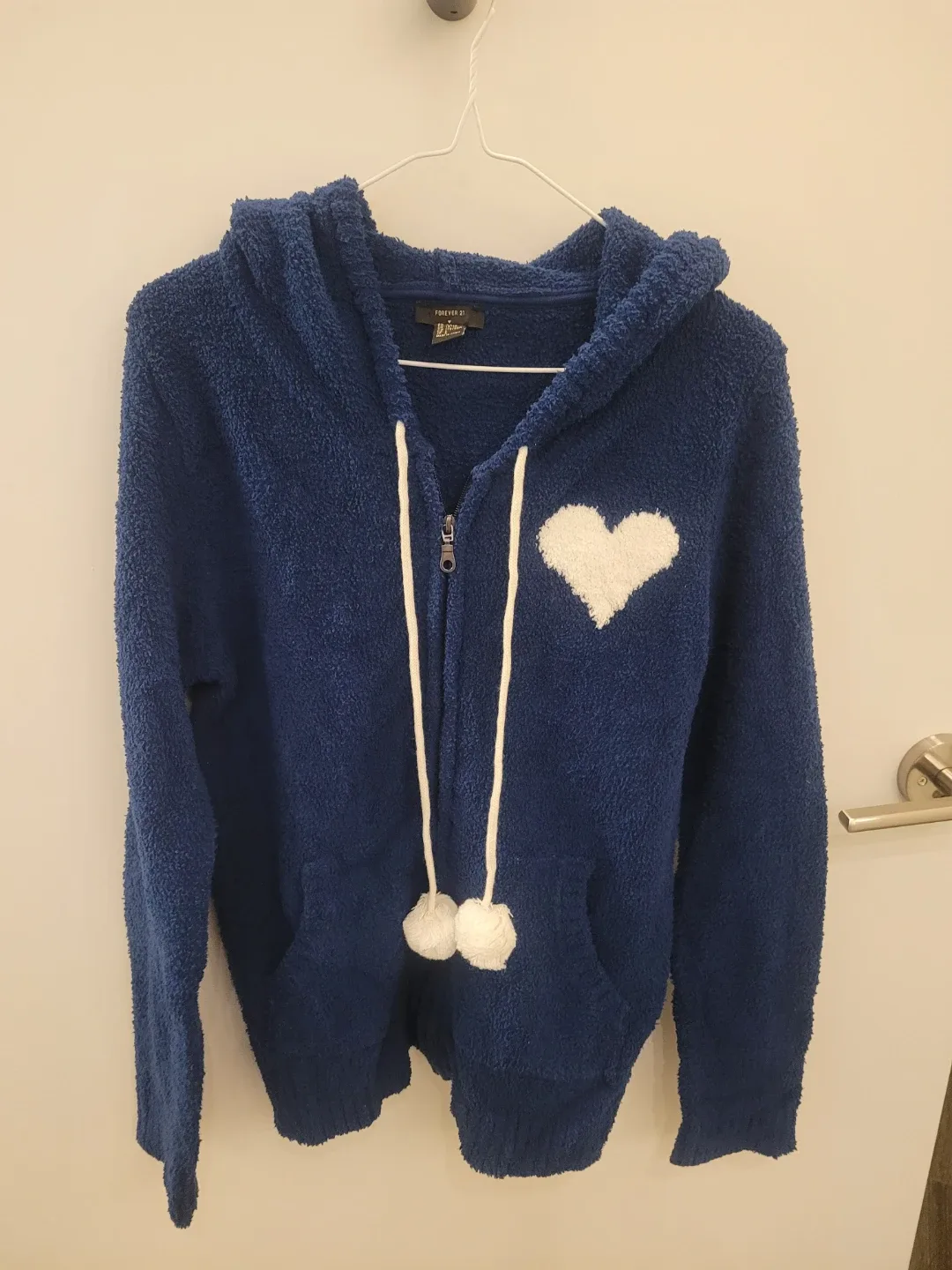 Forever 21 Blue Fuzzy Zip-Up Hoodie