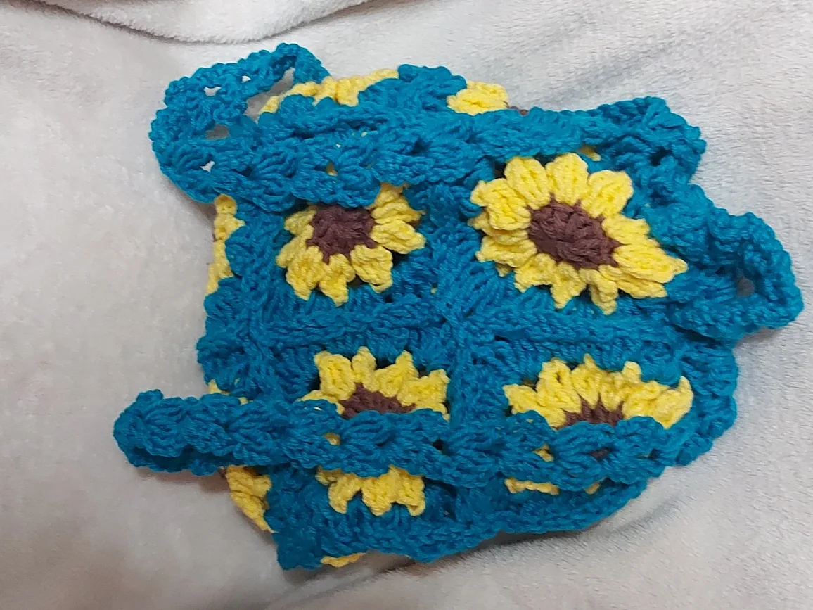 Handmade Crochet Sunflower Backpack