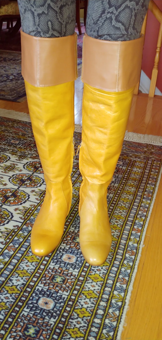Zara Basic Collection Yellow Leather Boots - Size 37 - photo 2