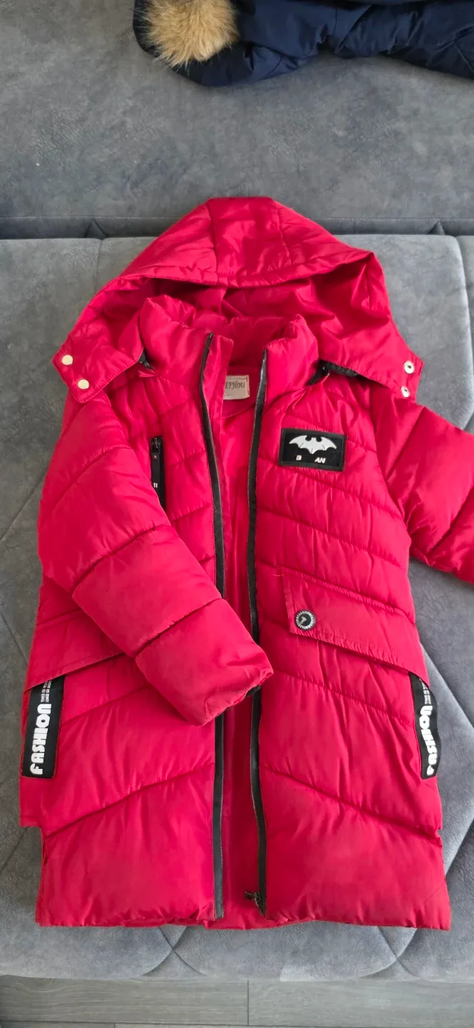 Red Puffer Jacket with Hood thumbnail