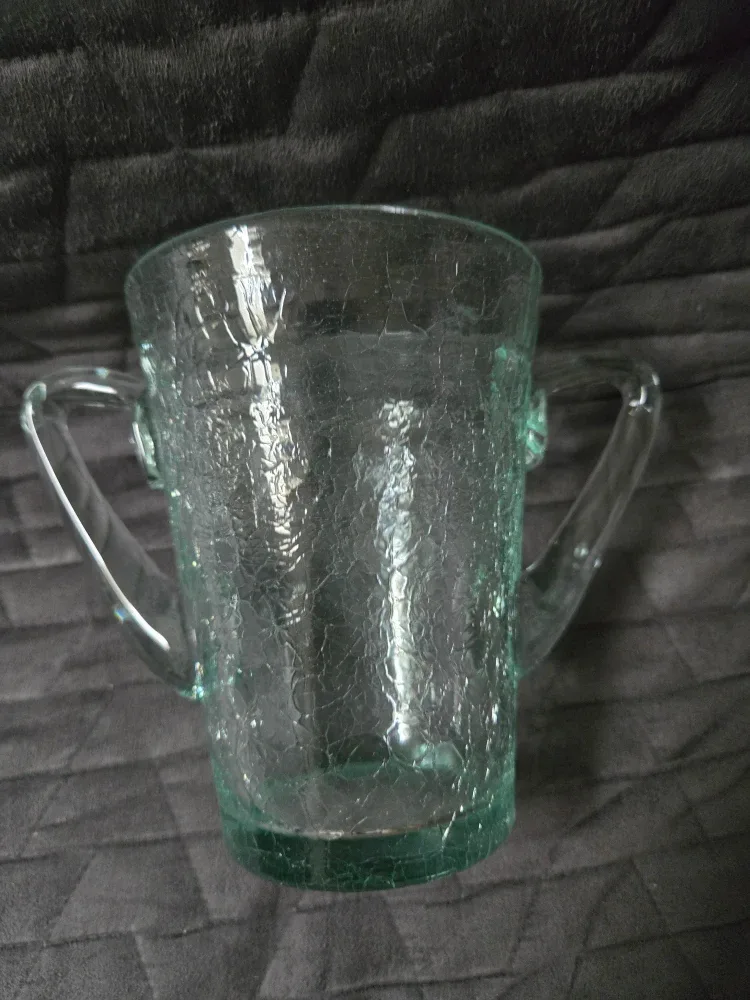Crackled Glass Vase with Handles