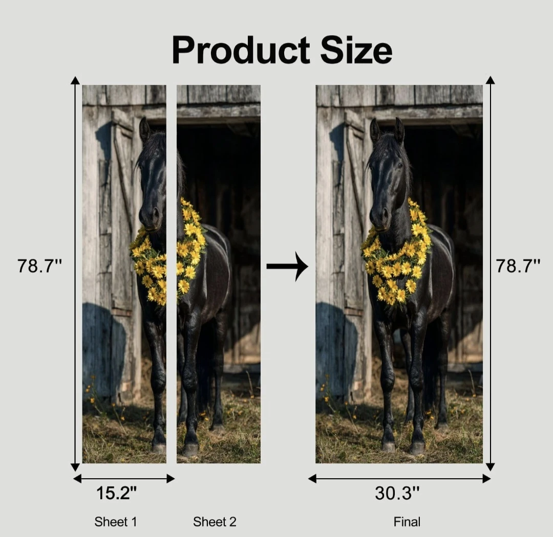 Horse Peel & Stick Vinyl Door Mural 78"×30" - photo 4
