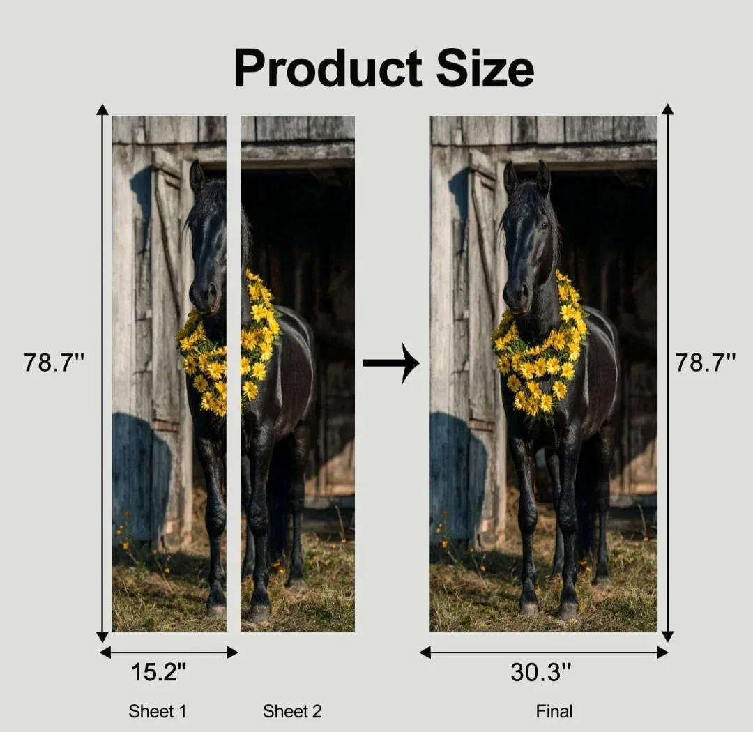 Horse Peel & Stick Vinyl Door Mural 78"×30" image indicator(4)