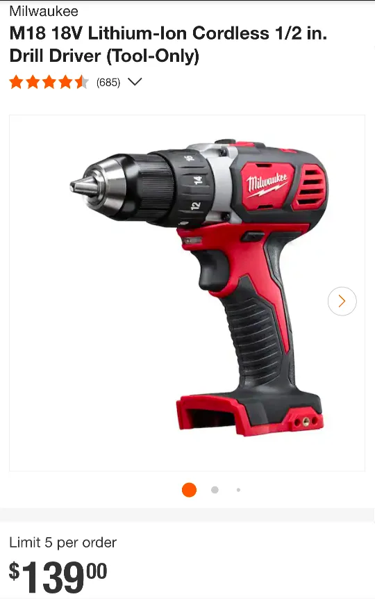 M18 Milwaukee Cordless 1/2" Drill Driver + XC 4.0 Battery image indicator(2)