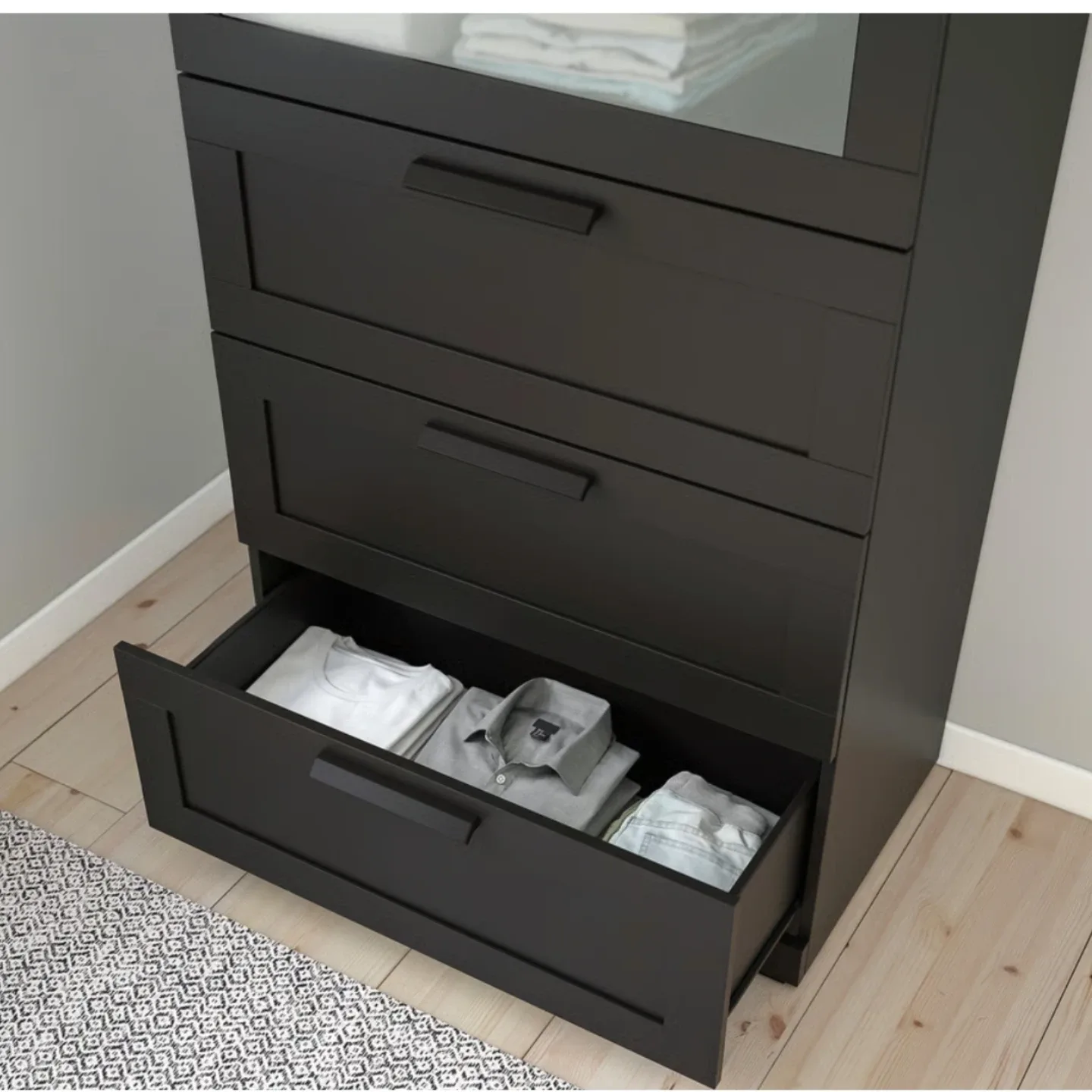 IKEA Brimnes Black 4-Drawer Chest image indicator(2)