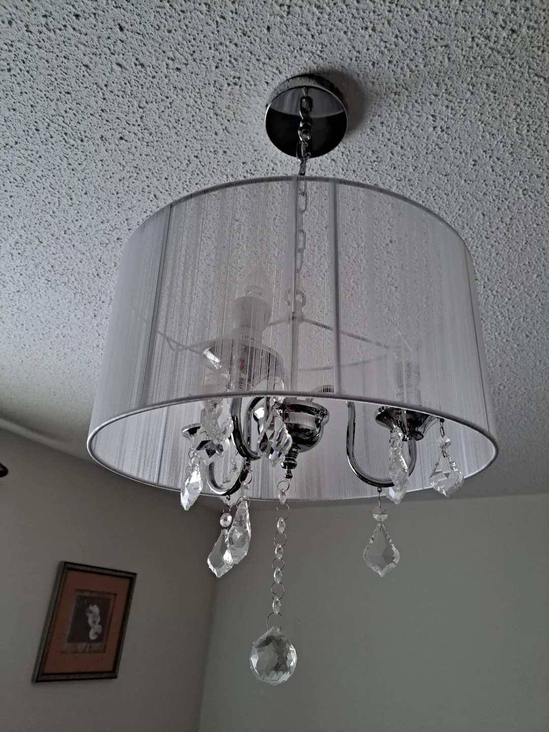 Chandelier with White Shade & Crystal Accents image indicator(2)