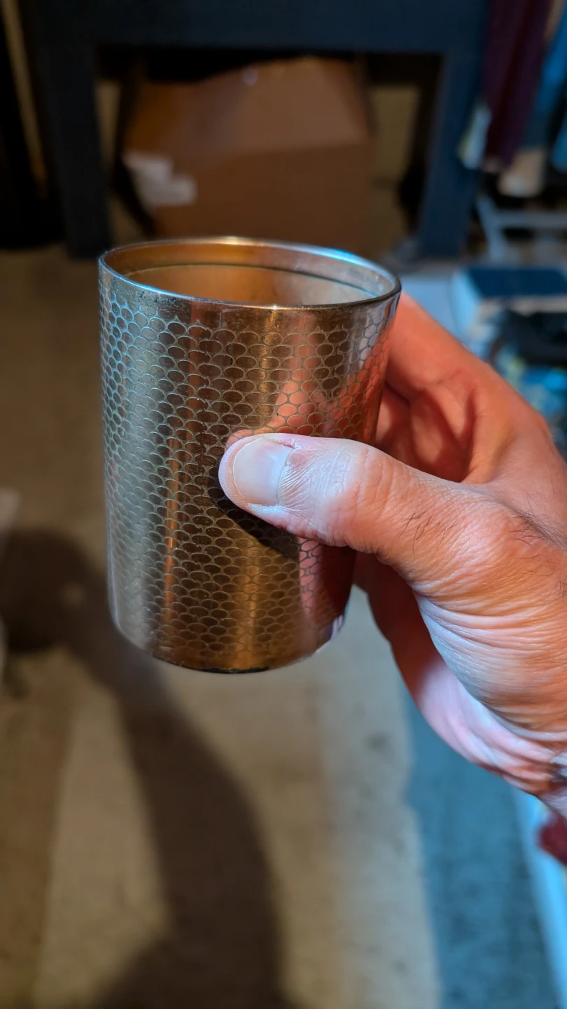 Metal Cup with Gold Pattern