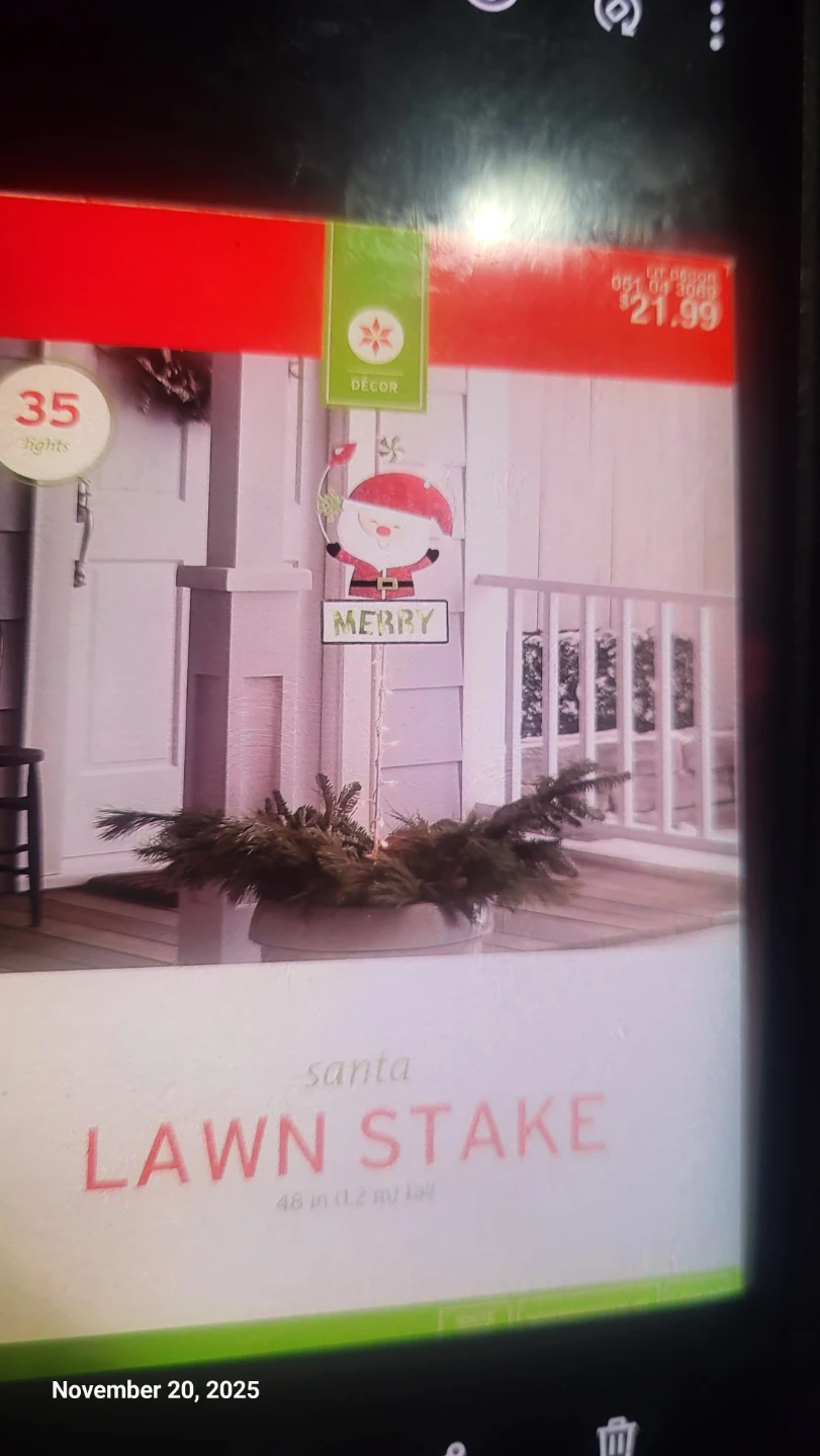 Santa Lawn Stake - 48 inch tall