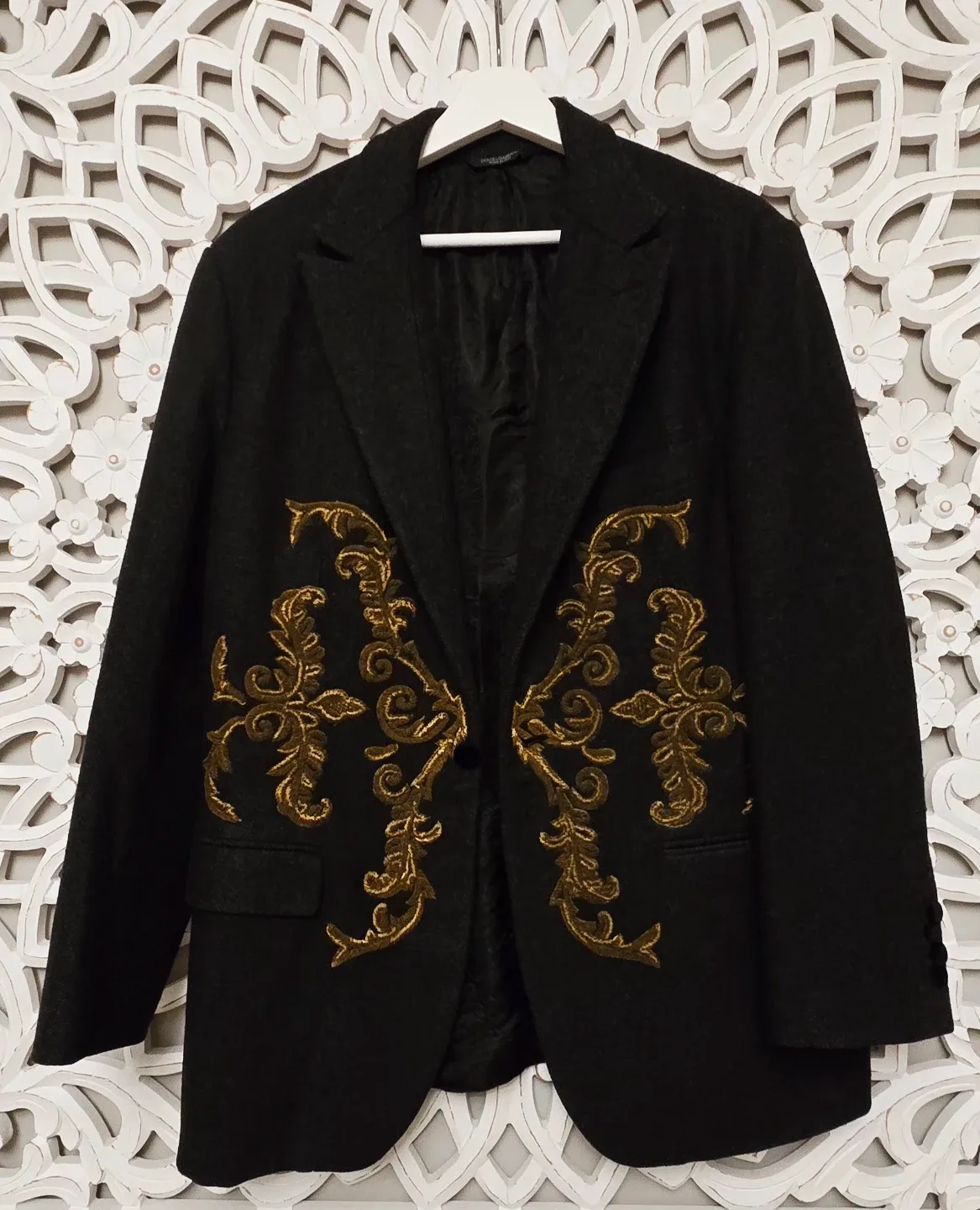 Dolce & Gabbana Black Embroidered Blazer