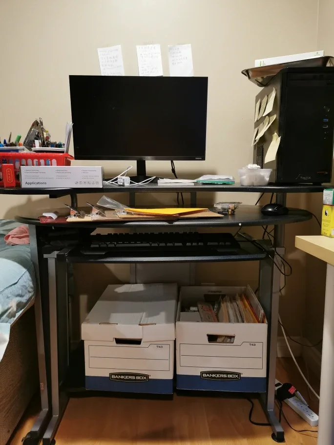 Black Computer Desk with Silver Frame