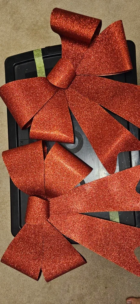 Red Glitter Christmas Bows - Set of 3