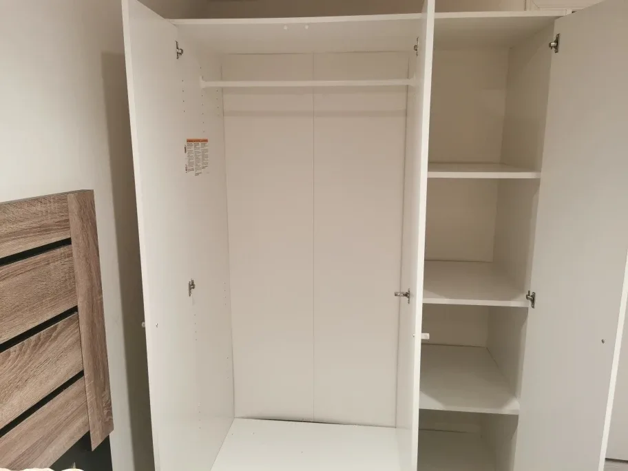 White Wardrobe with Shelves and Rod
