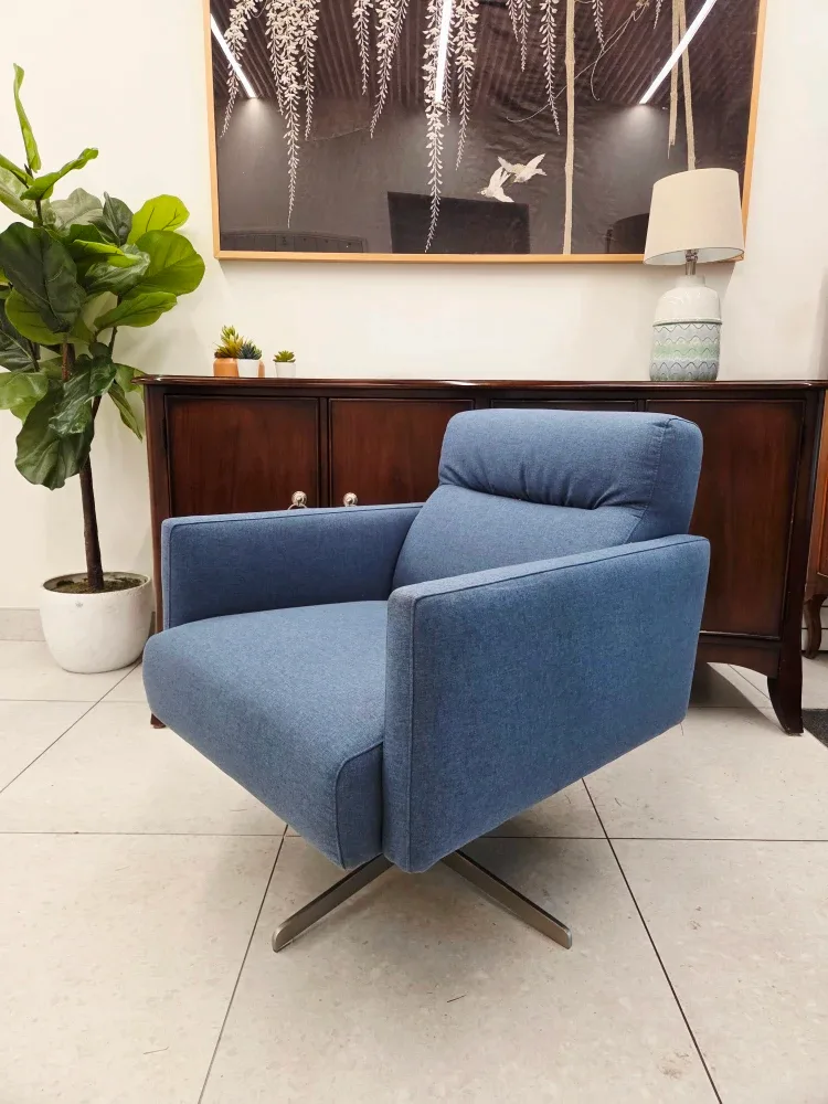 Contemporary Mint Condition Blue Swivel Accent ArmChair(s)