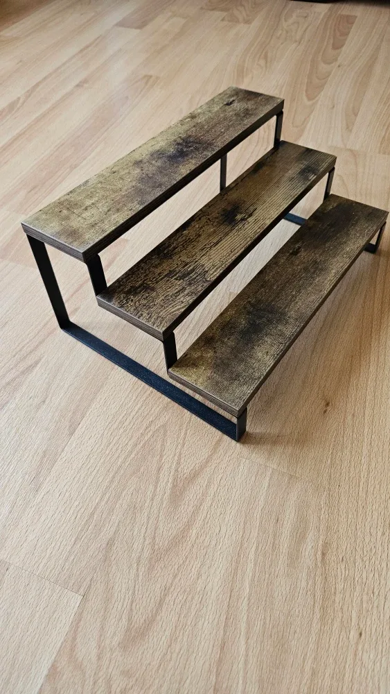 3-Tier Display Shelf - Wood & Metal image indicator(3)