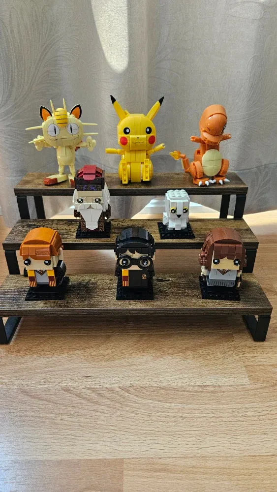 3-Tier Display Shelf - Wood & Metal