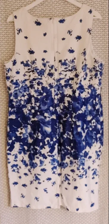 Floral Sleeveless Dress - White & Blue image indicator(2)