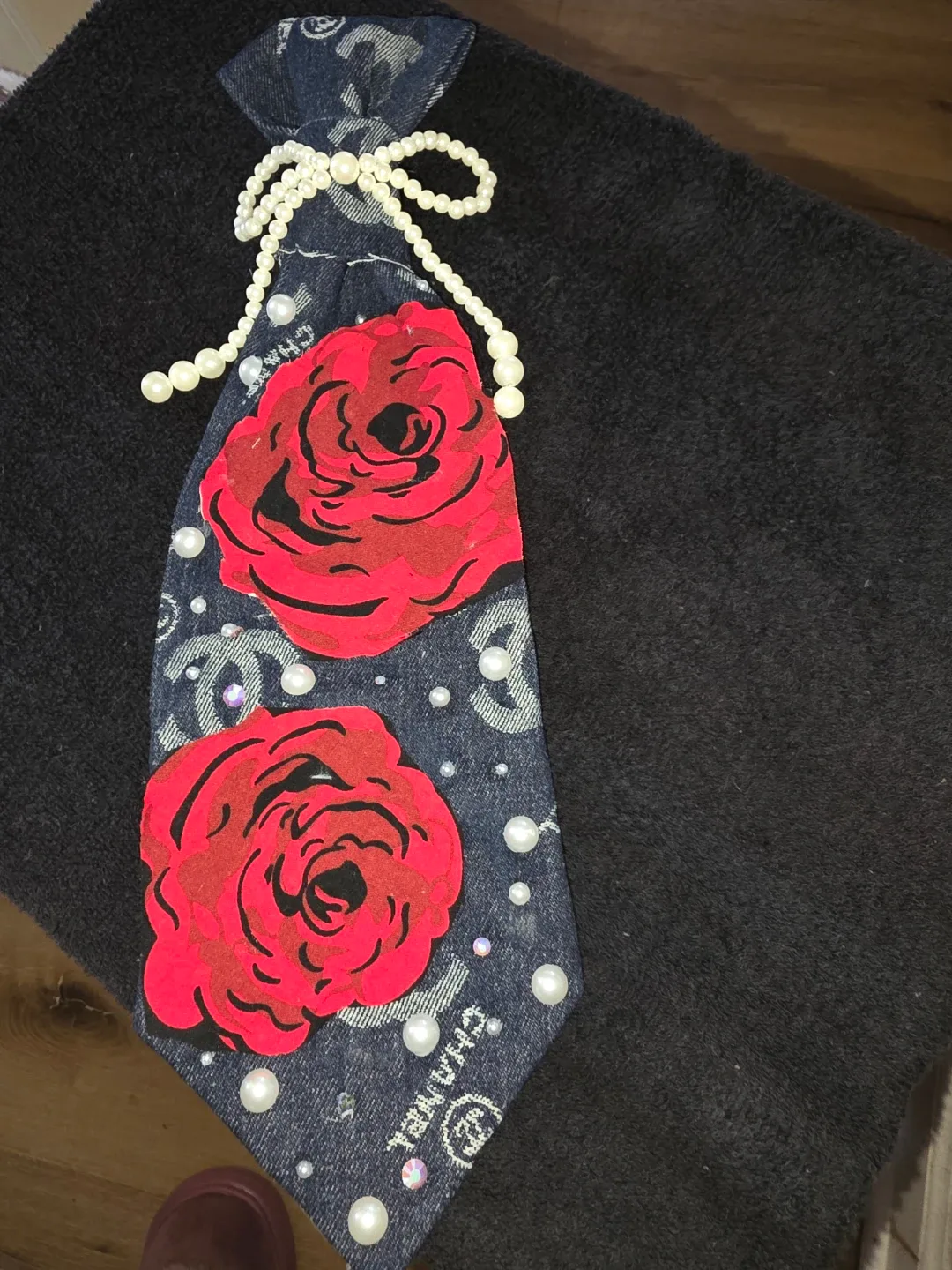 Chanel Tie with Rose Design