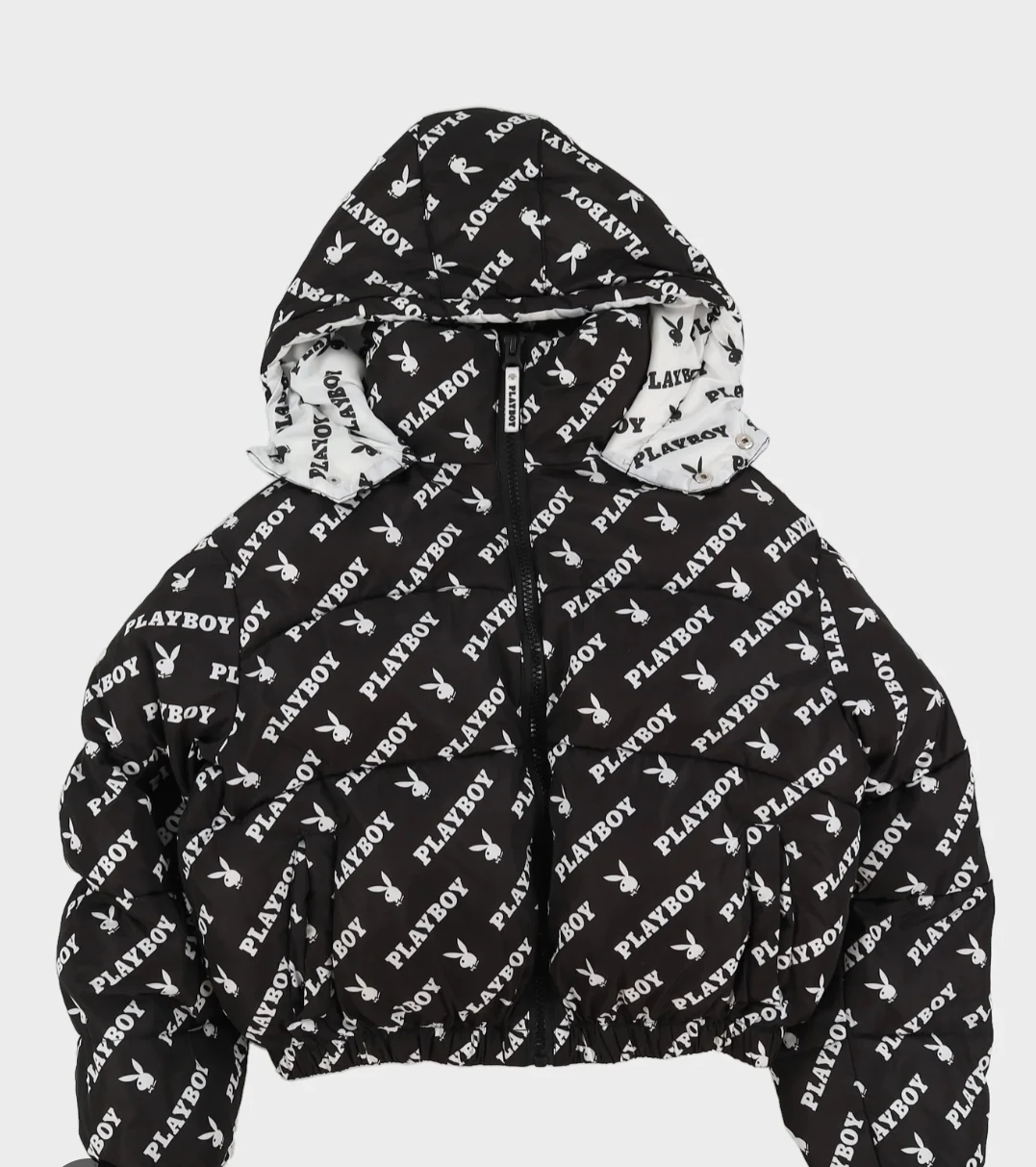 Playboy Puffer Jacket - Black & White