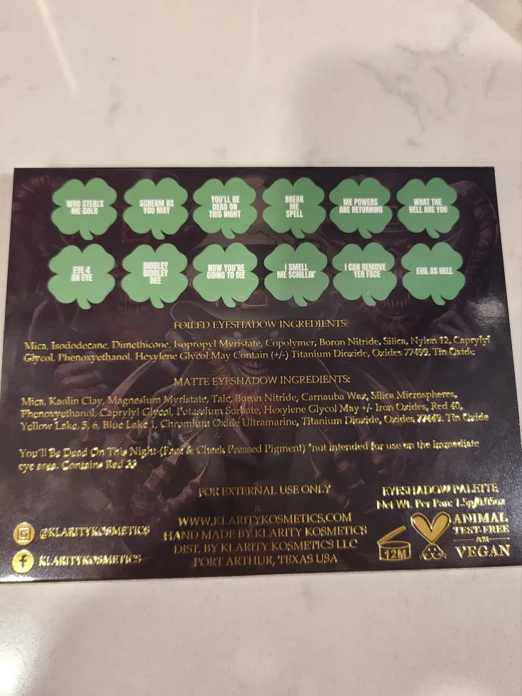 Klarity Kosmetics Angry Leprechaun Eyeshadow Palette image indicator(5)