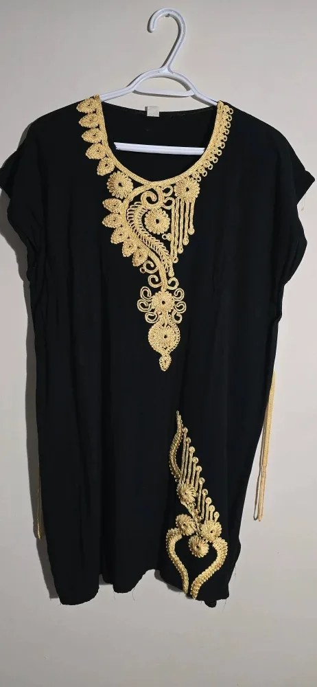 Black Dress with Gold Embroidery