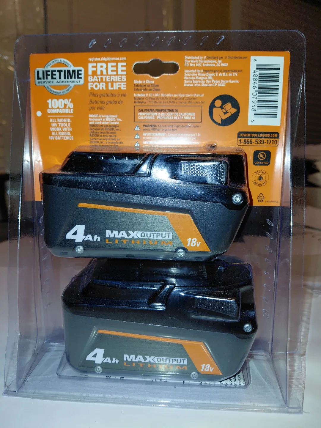 New Ridgid 18V 4.0Ah Lithium-Ion Battery 2-Pack image indicator(2)