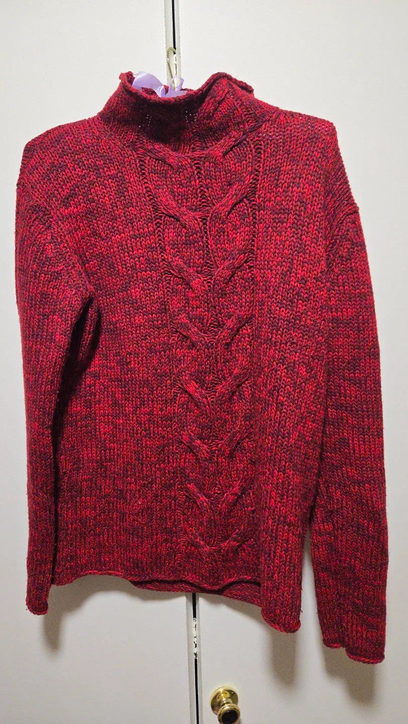 Red Knit Turtleneck Sweater