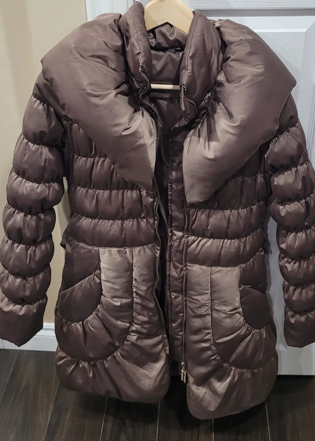 Brown Puffer Jacket with Belt image indicator(2)