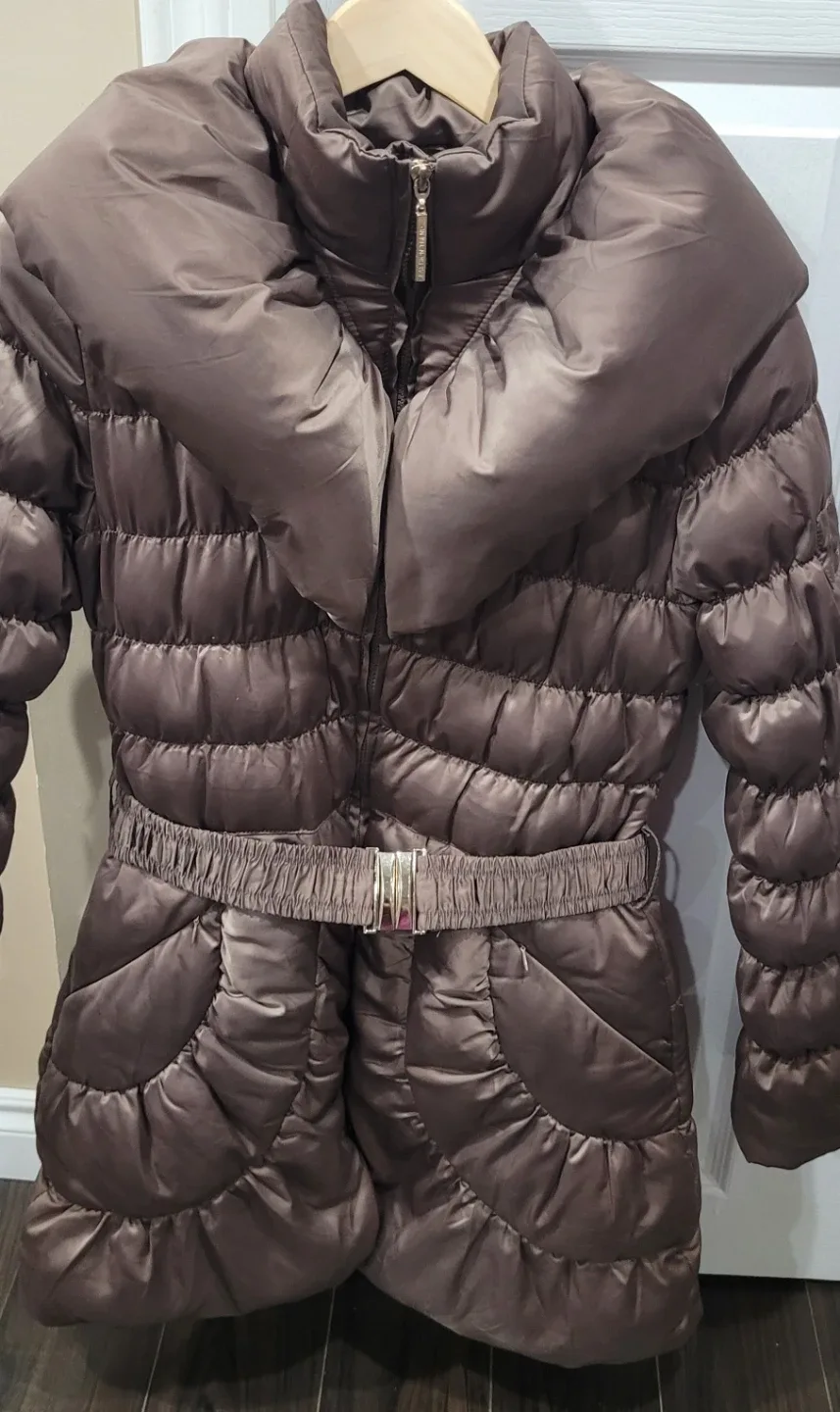 Brown Puffer Jacket with Belt image indicator(3)