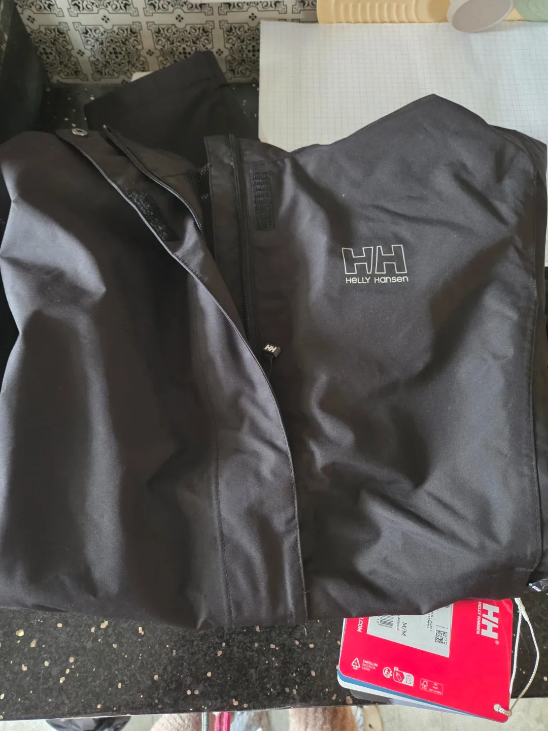 Helly Hansen Black Rain Jacket - Size M