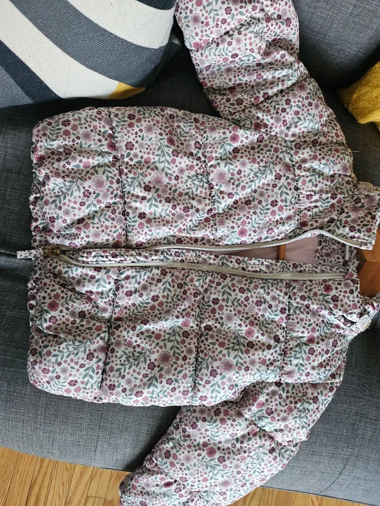 H&M Floral Puffer Jacket, Size 3T