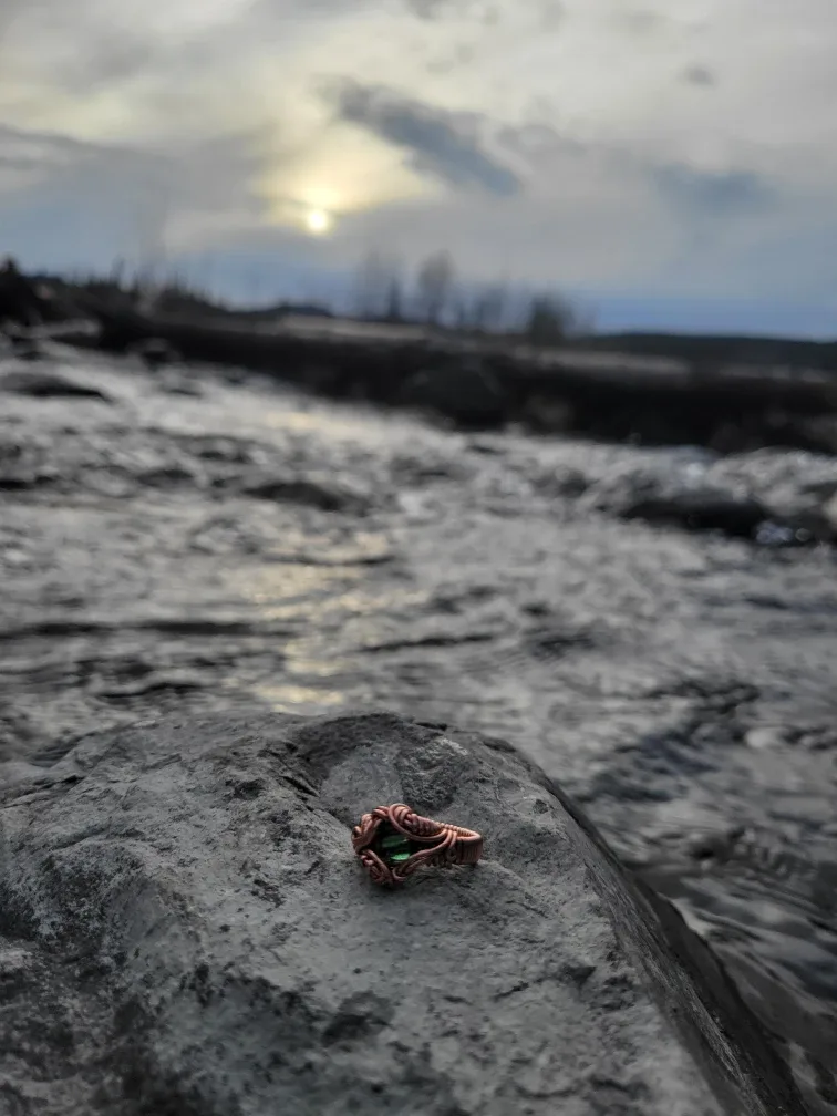 High end Tourmaline, wire wrapped into a copper ring image indicator(2)