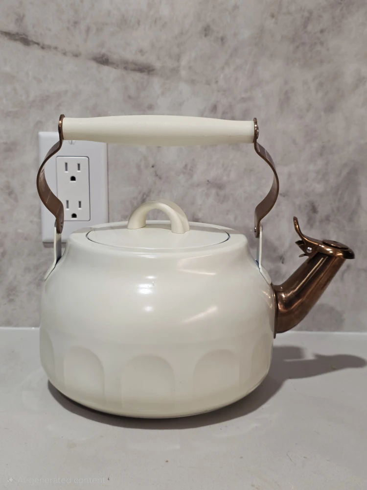 White & Copper Stainless Steel Teapot - photo 2