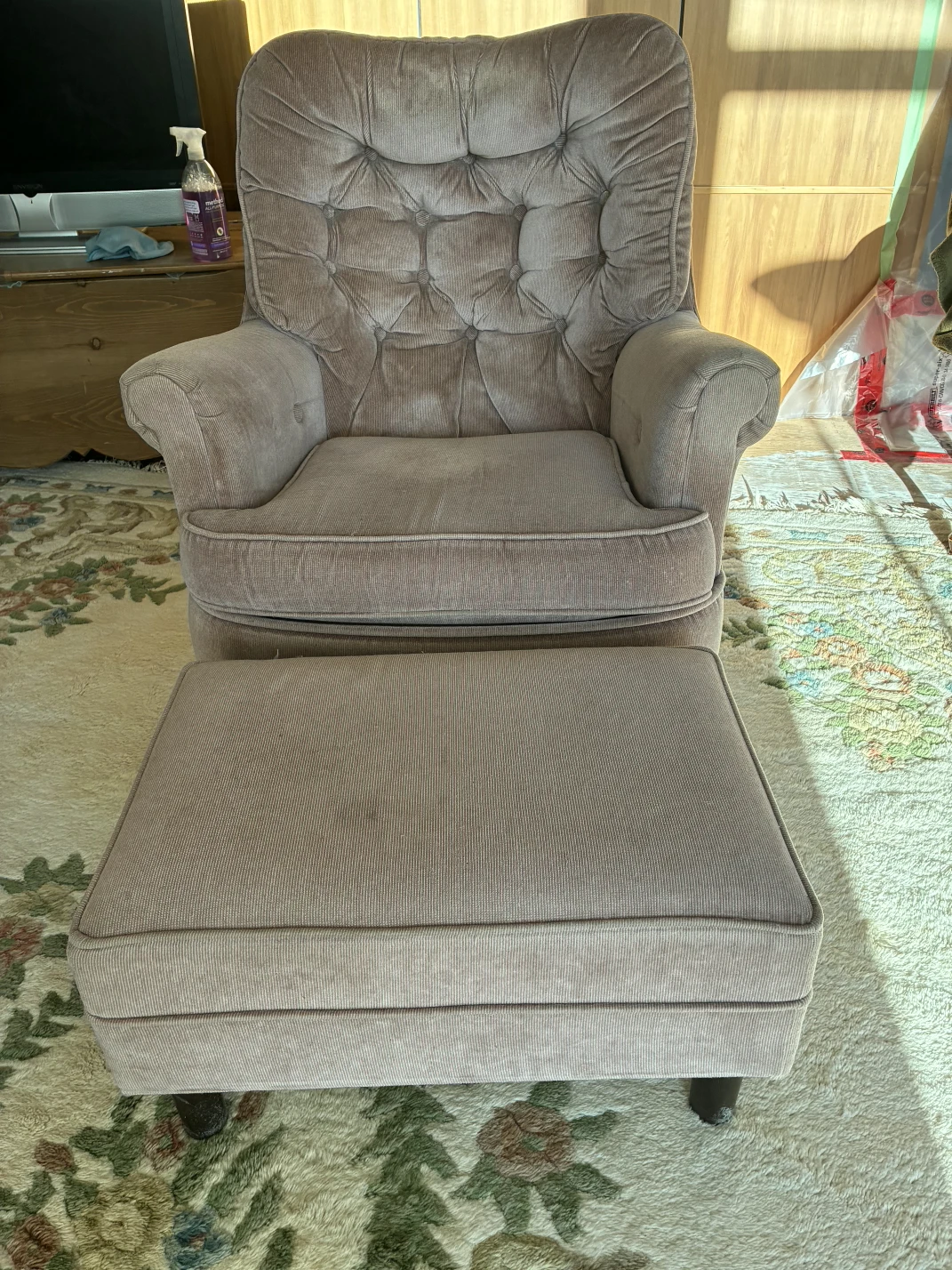 Upholstered Recliner Chair with Ottoman - photo 4