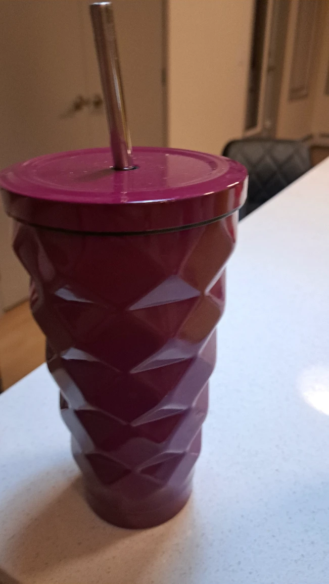 Burgundy Tumbler with Straw