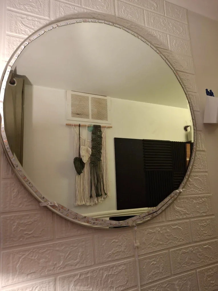 Round Mirror with LED Lighting image indicator(4)