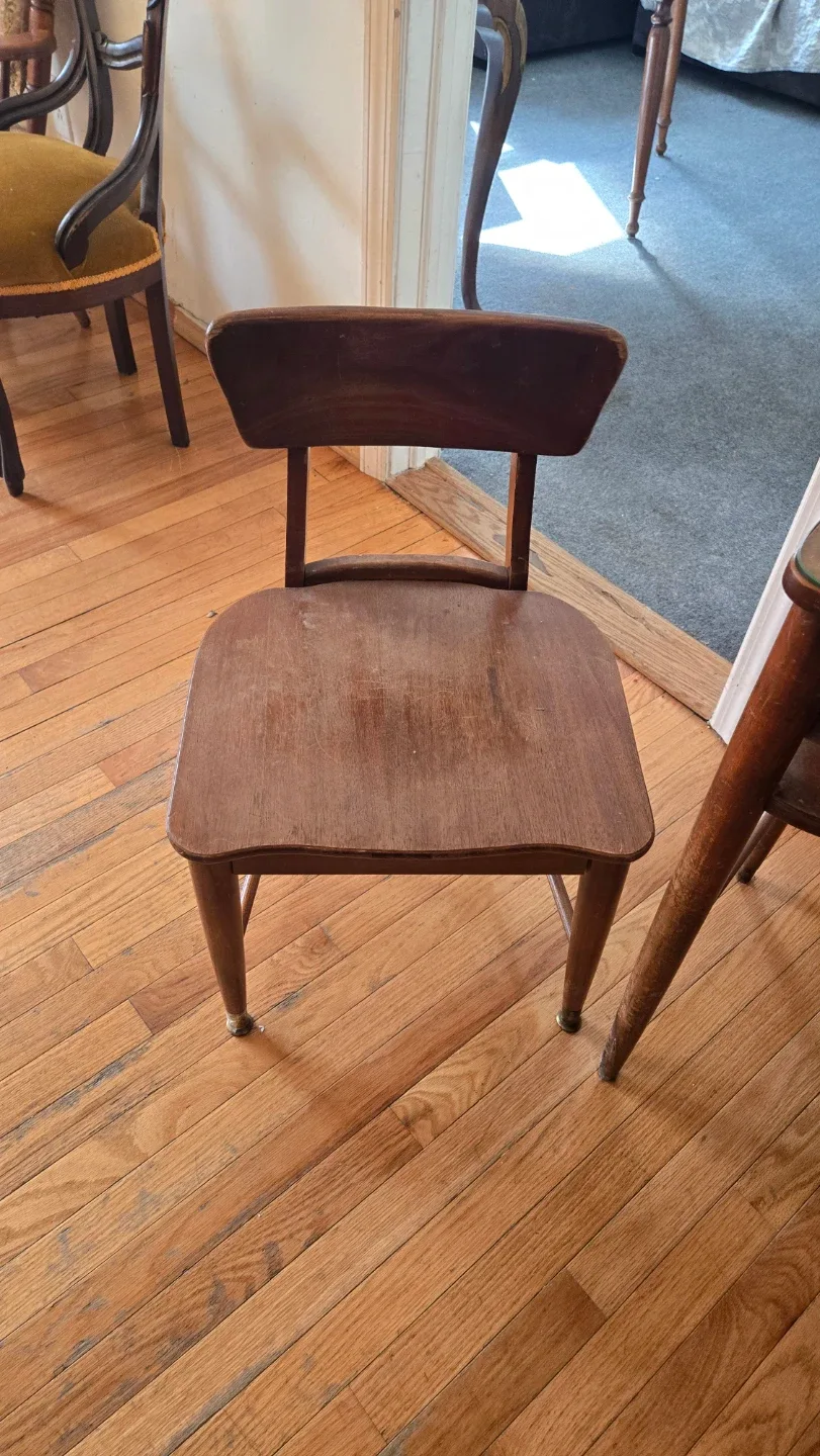 Vintage Wooden Telephone Table & Chair image indicator(3)