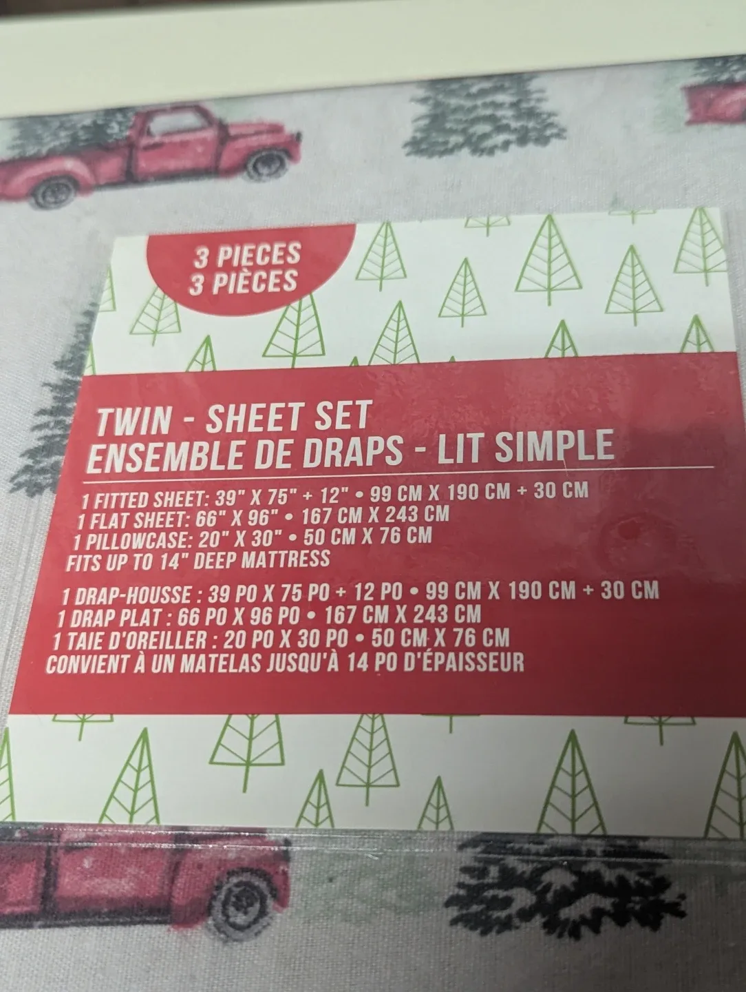 New Twin Sheet Set - Truck & Tree Pattern