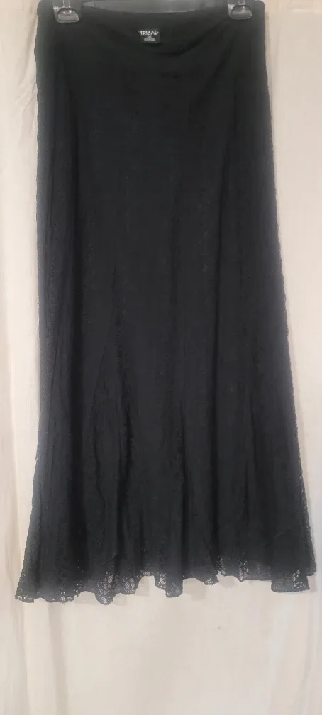 Tribal Black Lace Skirt - Size S
