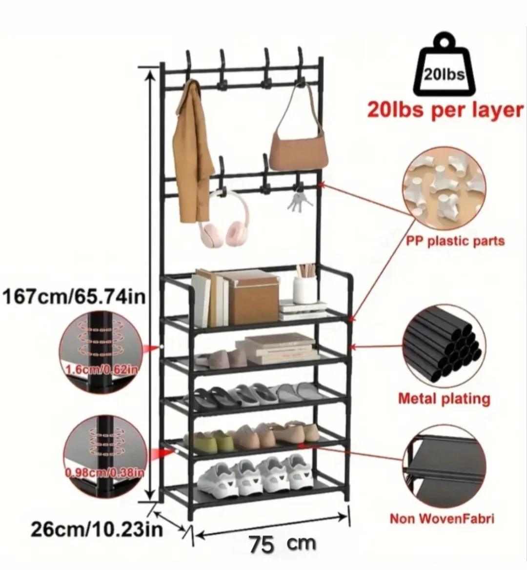 Shoe Rack with Coat Rack image indicator(3)