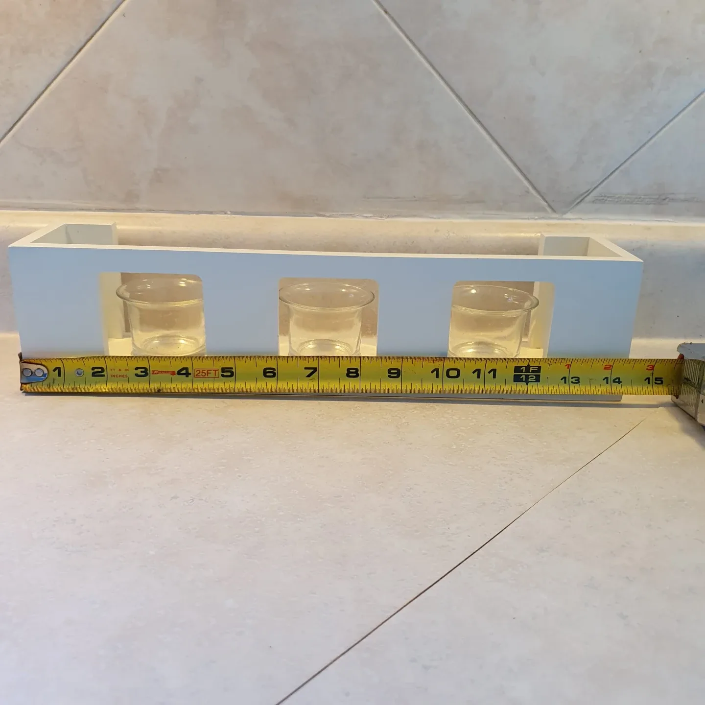 White Wooden 3-Votive Candle Holder image indicator(2)