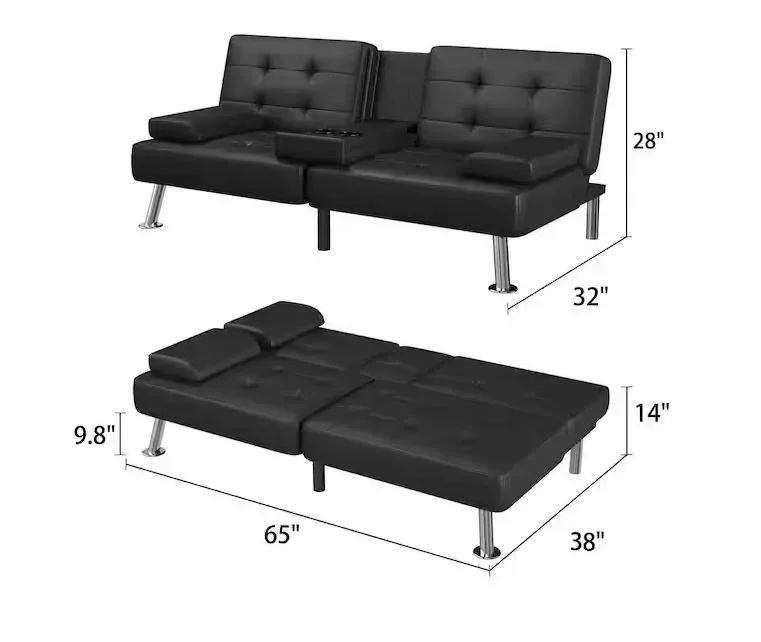 Brand new Black Futon Sofa Bed with Centre Armrest image indicator(3)