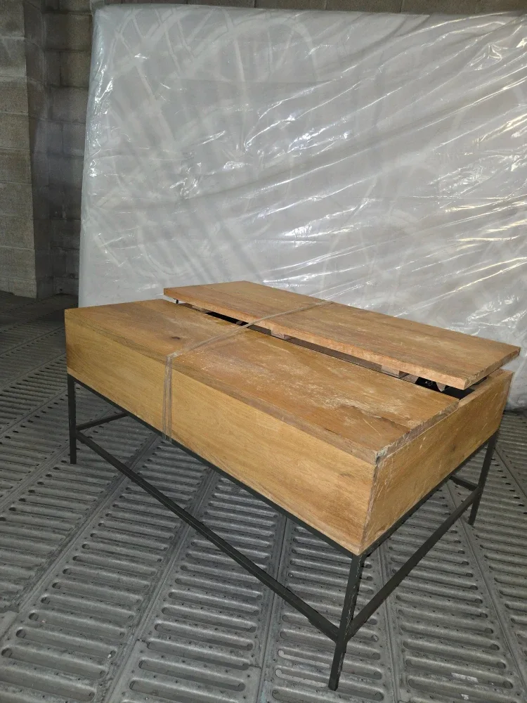 Wooden Coffee Table with Metal Legs