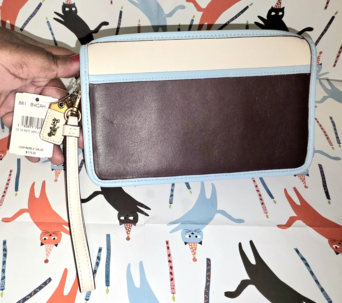 Brand New, 100% Leather Coach Colorblock Wristlet