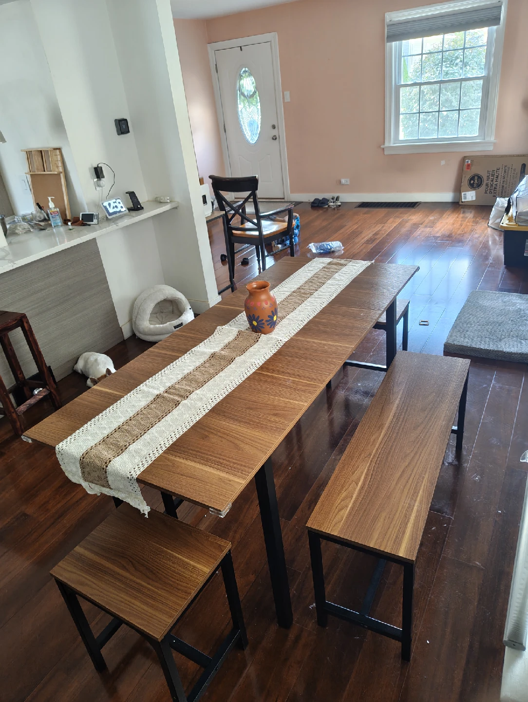 Dining Table Set: Table, 2 Benches, 2 Stools - photo 3