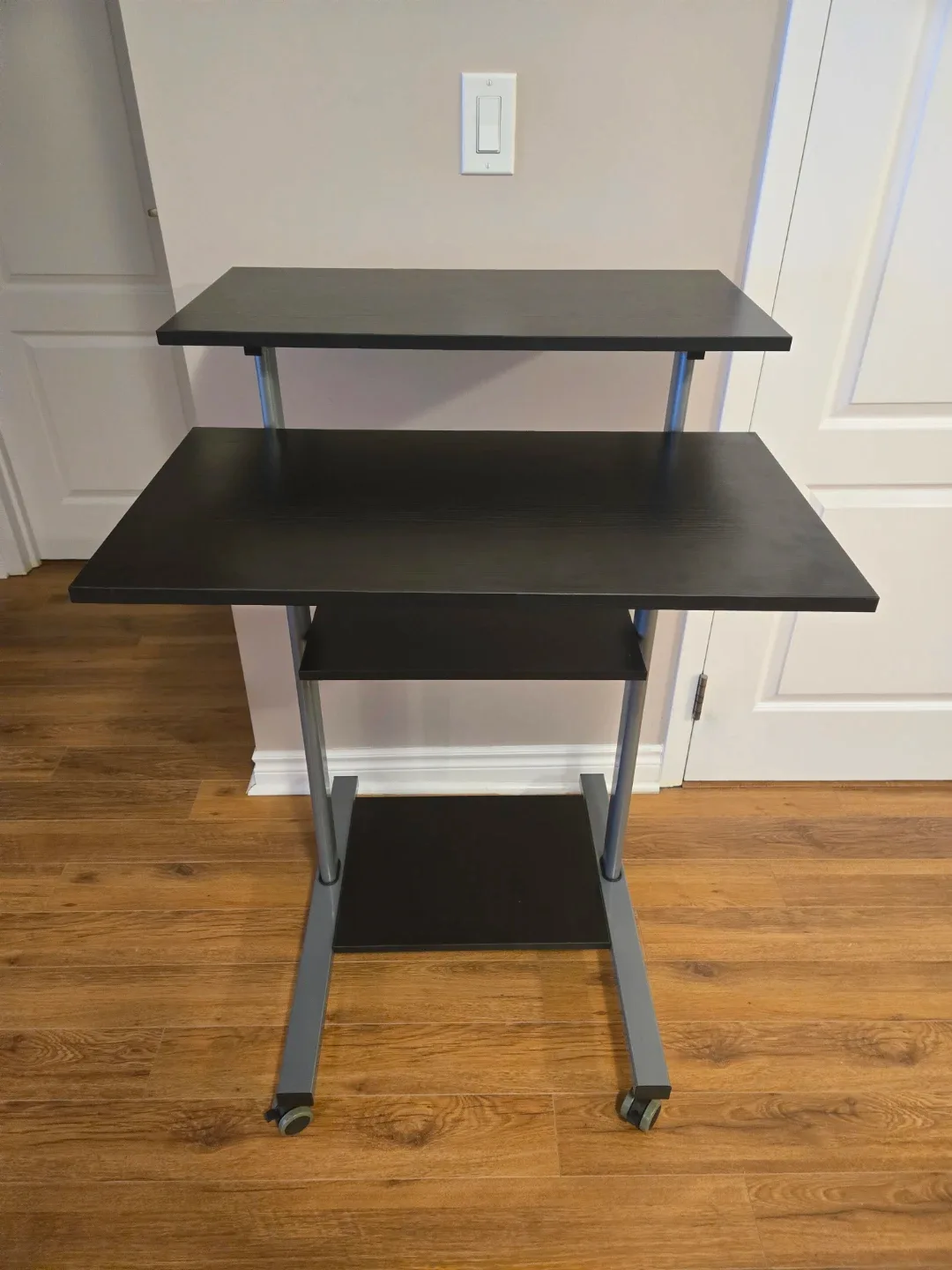 Black Adjustable Height Rolling Desk