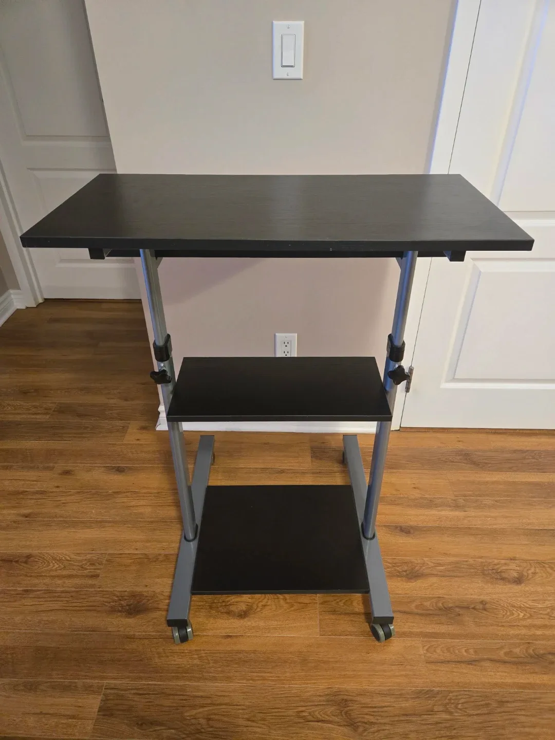 Black Adjustable Height Rolling Desk image indicator(4)