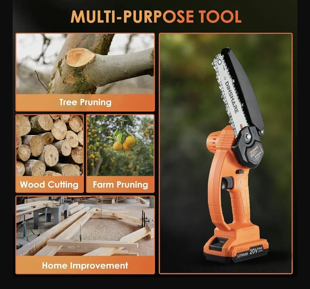 DINSHARE Mini Chainsaw - Cordless Electric Pruning Saw - photo 2