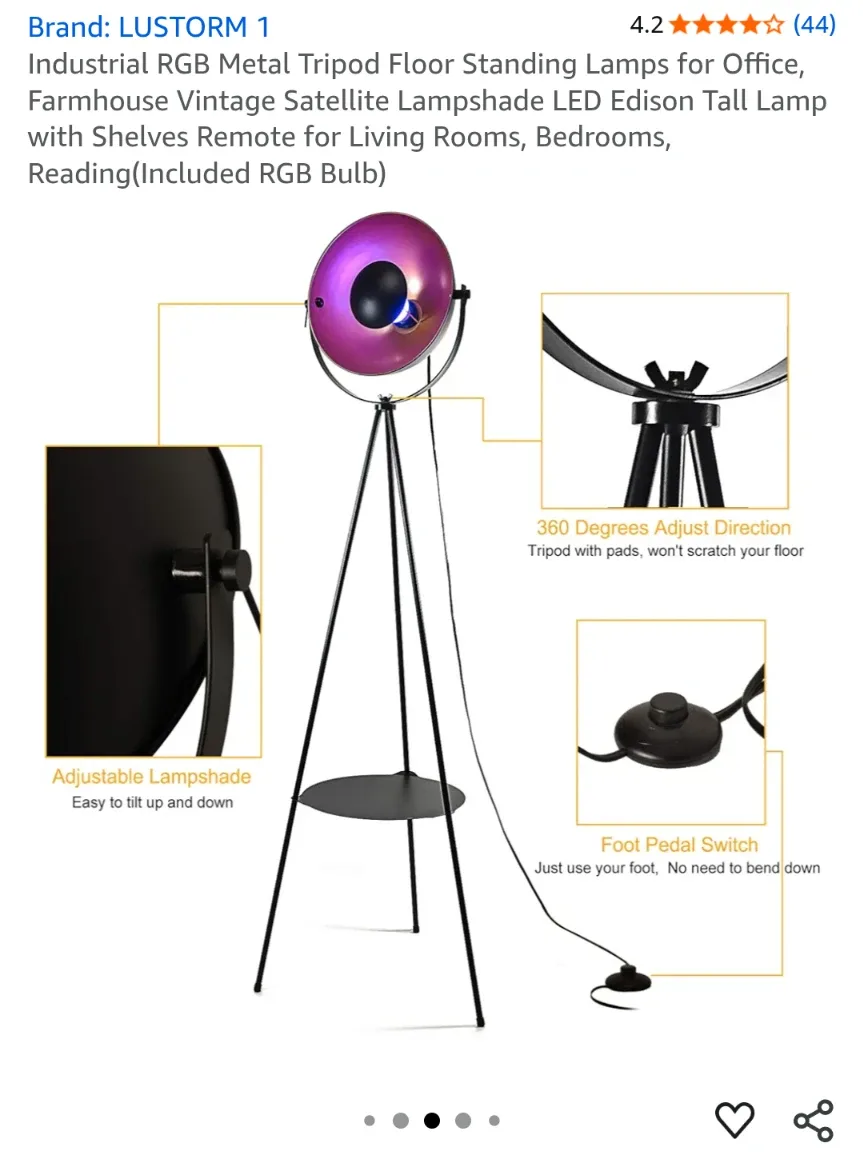 RGB Metal Tripod Floor Lamp (remote control mood lighting) image indicator(4)
