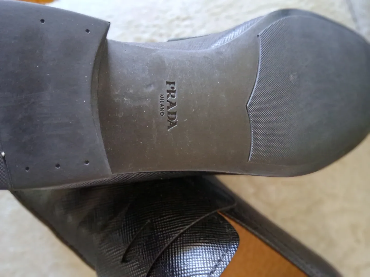 Prada Milano Black Leather Loafers, Size 8.5 image indicator(6)