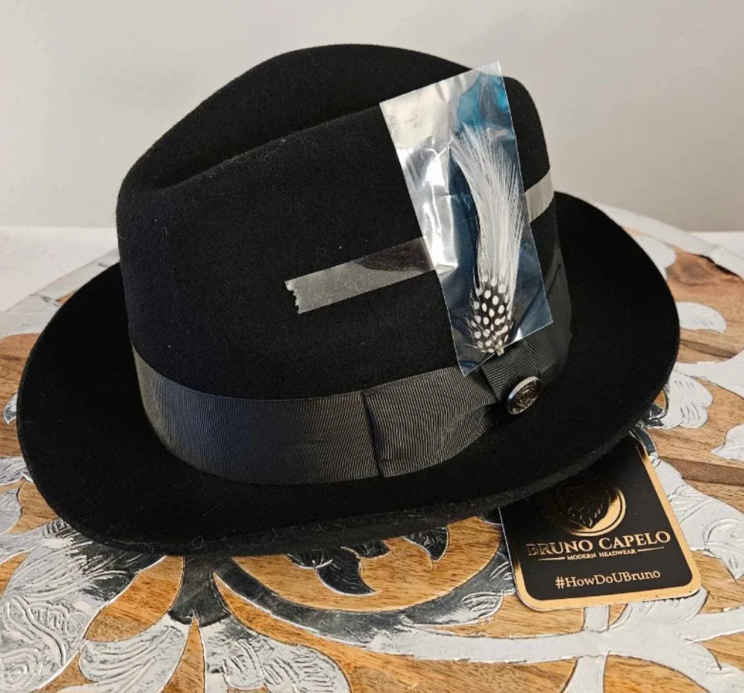 NWT Bruno Capelo Black Fedora Hat